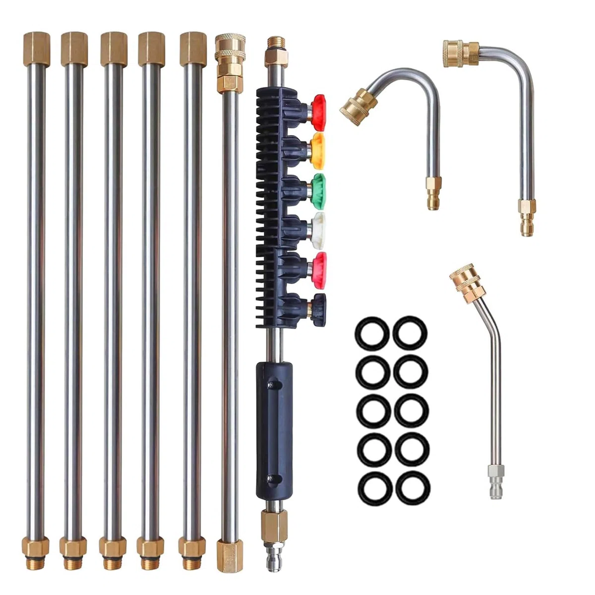 Varilla de extensión para hidrolavadora Set con lanza telescópica para | Tubo de Extensión para Limpiador de Canaletas En Patio Trasero Jardín Terraza Entrada Patio Techo