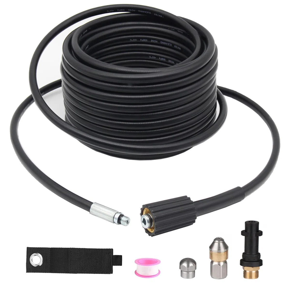 Kit de limpieza de manguera de drenaje de alta presión para Karcher K2 K3 K4 K5 K6 K7, incluye boquilla de chorro, boquilla giratoria y adaptador para o 180 bar/60 °C