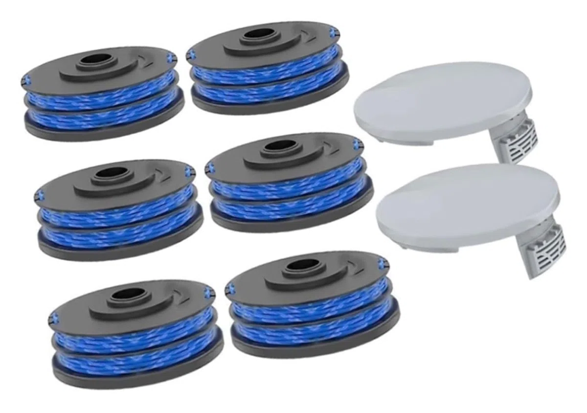 for Carrete de repuesto y cubierta for Ryobi RLT4027 RLT4125 RLT5027 RLT5127 RLT6030 RLT6130, accesorios for hilo de desbrozadora de césped(6+2)