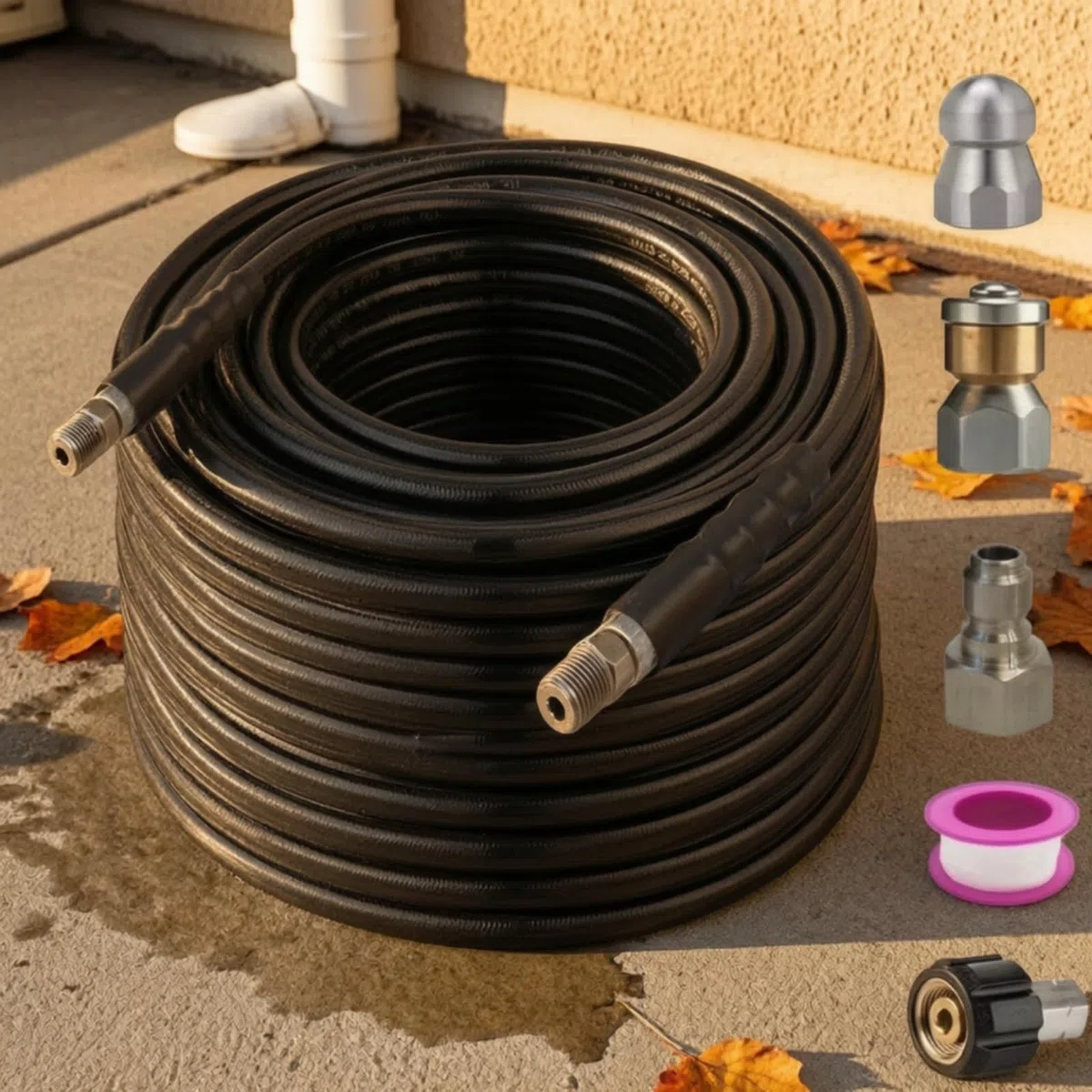Milageto de Lavadora a Presión para Desagües de Alcantarillado Desobstructora Construcción Robusta en Acero Inoxidable y Plástico 4600 PSI Conexiones Roscadas