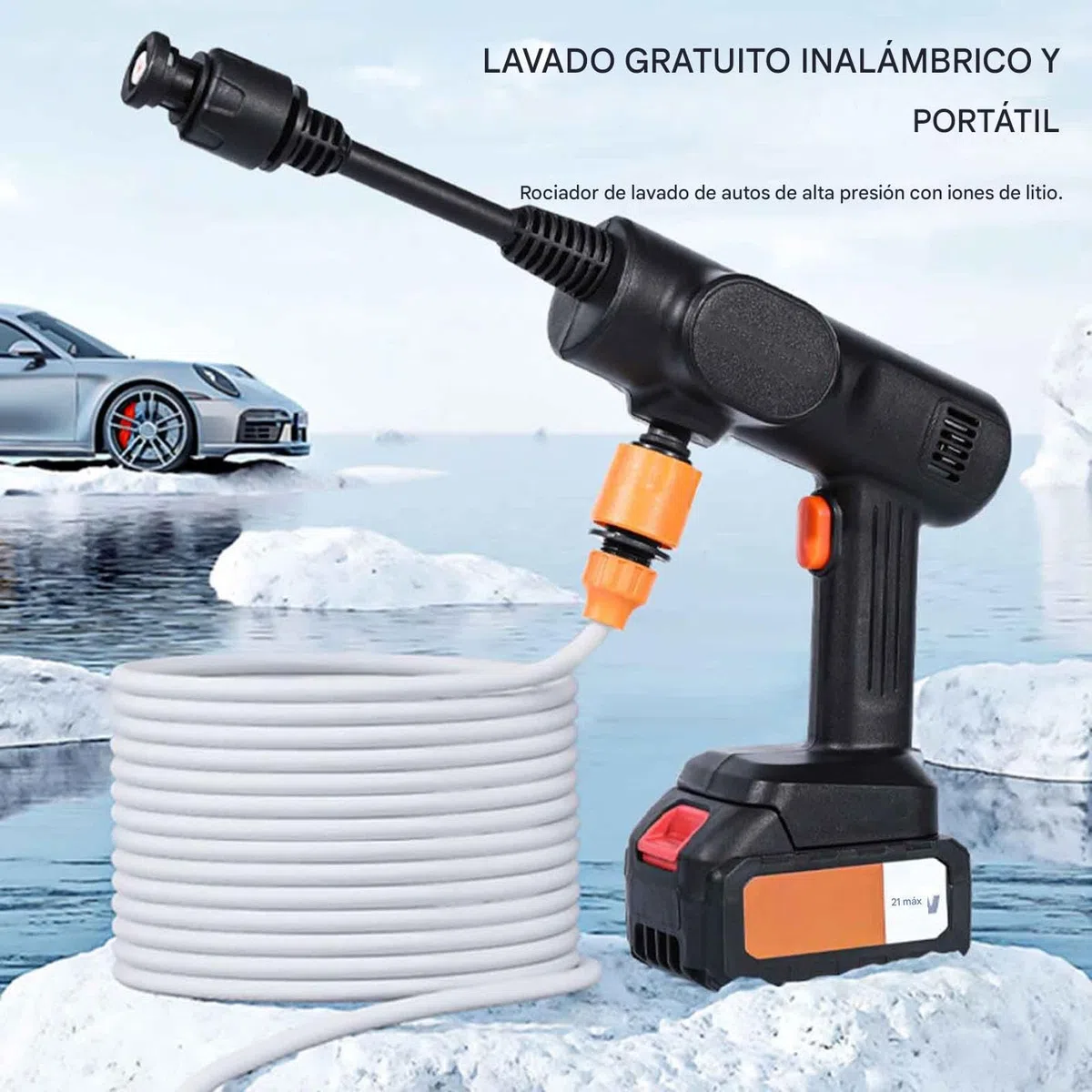 Hidrolimpiadoras Inalámbricas Limpiador de Accesorio Ajustable Portátil 2 | Pulverizador De Agua A Alta Presión Máquina Para Lavar Coches, Entradas, Patios, Exteriores, Caravanas
