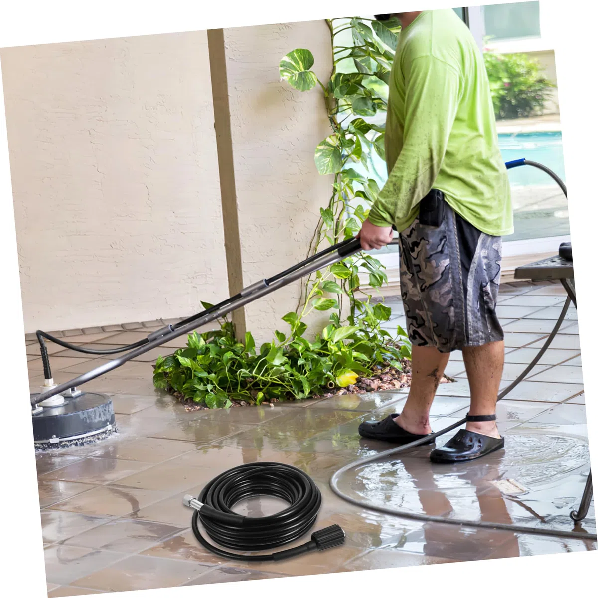 Manguera para Hidrolavadora de Alta Presión Manguera de Extensión para Hidrolimpiadora Jardín 8m 160Bar M22 Rosca Hembra /15 y M22/15 Presión Máxima 160 Bar Agua Fría