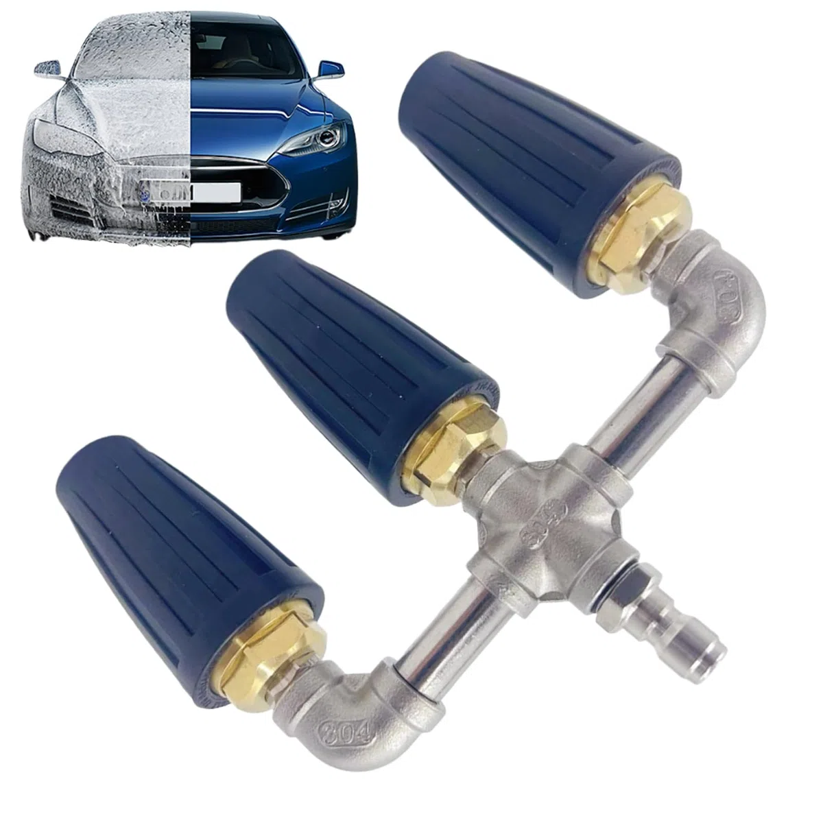 Lavadora de alta presión con boquilla triple, limpiador de alta presión con boquilla turbo – Boquilla triple de alta presión | 4000 PSI Turbo Boquilla Cabezal de lavado de alta presión para paredes