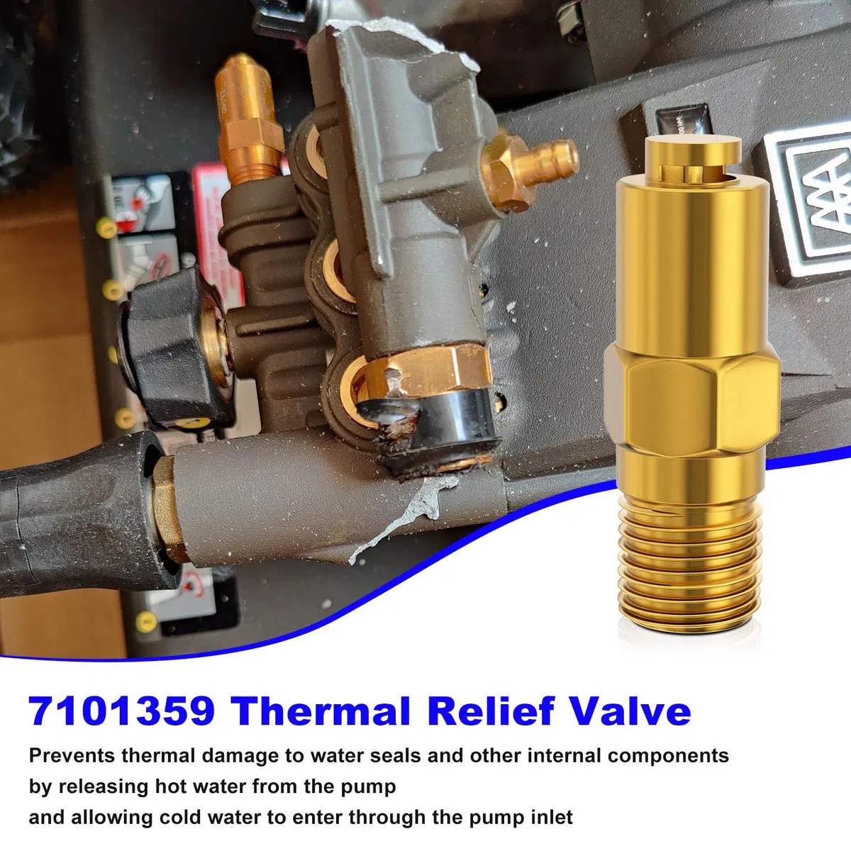 Allparts Equipment 7101359 - Válvula de alivio térmico para lavadora a presión, 1/4 MPT, válvula de alivio térmico para bomba de émbolo triple AAA