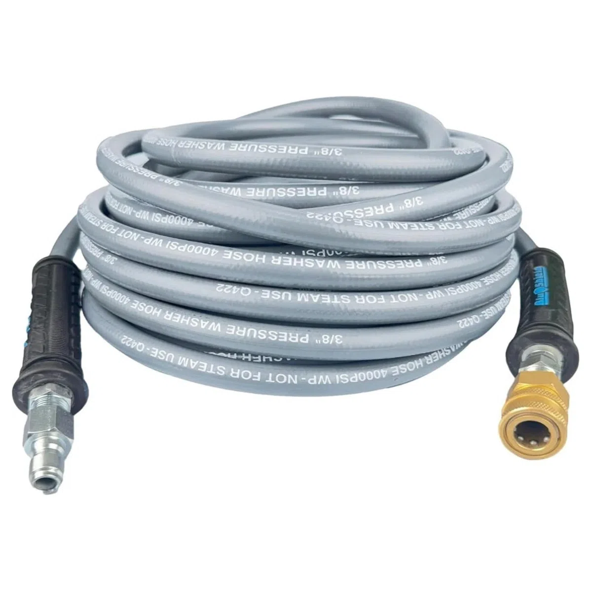 BluShield Manguera de lavado a presión con NPT de 3/8 pulgadas, agua fría y caliente, sin marcas, alambre de acero de alta resistencia, 4000 PSI (enchufe de pareja de 3/8 pulgadas x 100 pies sin