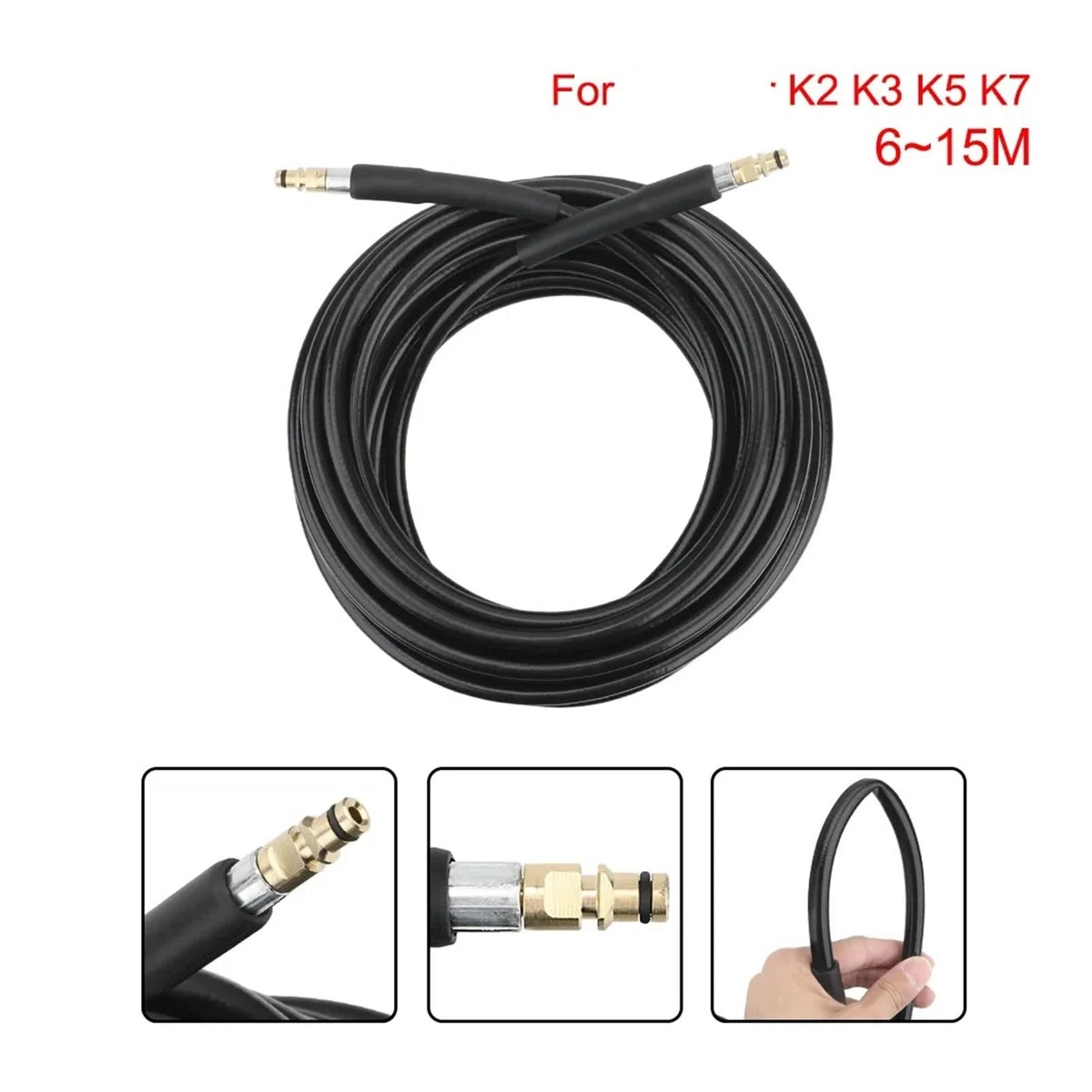 Manguera De Alta Presión For Coche, Compatible con Karcher K7 K5 K3 K2, Extensor De Tubo De Agua For Pistola De Lavado De Lavadora De 6/10/15 M(15m)