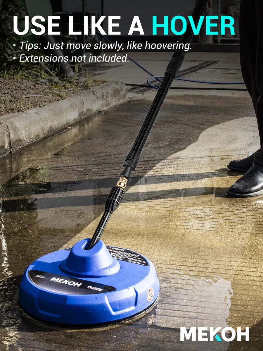 MEKOH Accesorio limpiador de superficies de lavado a presión eléctrico de 14 pulgadas para Karcher, accesorios de lavadora eléctrica para entrada, acera, terraza, patio, limpieza de hormigón, conexión