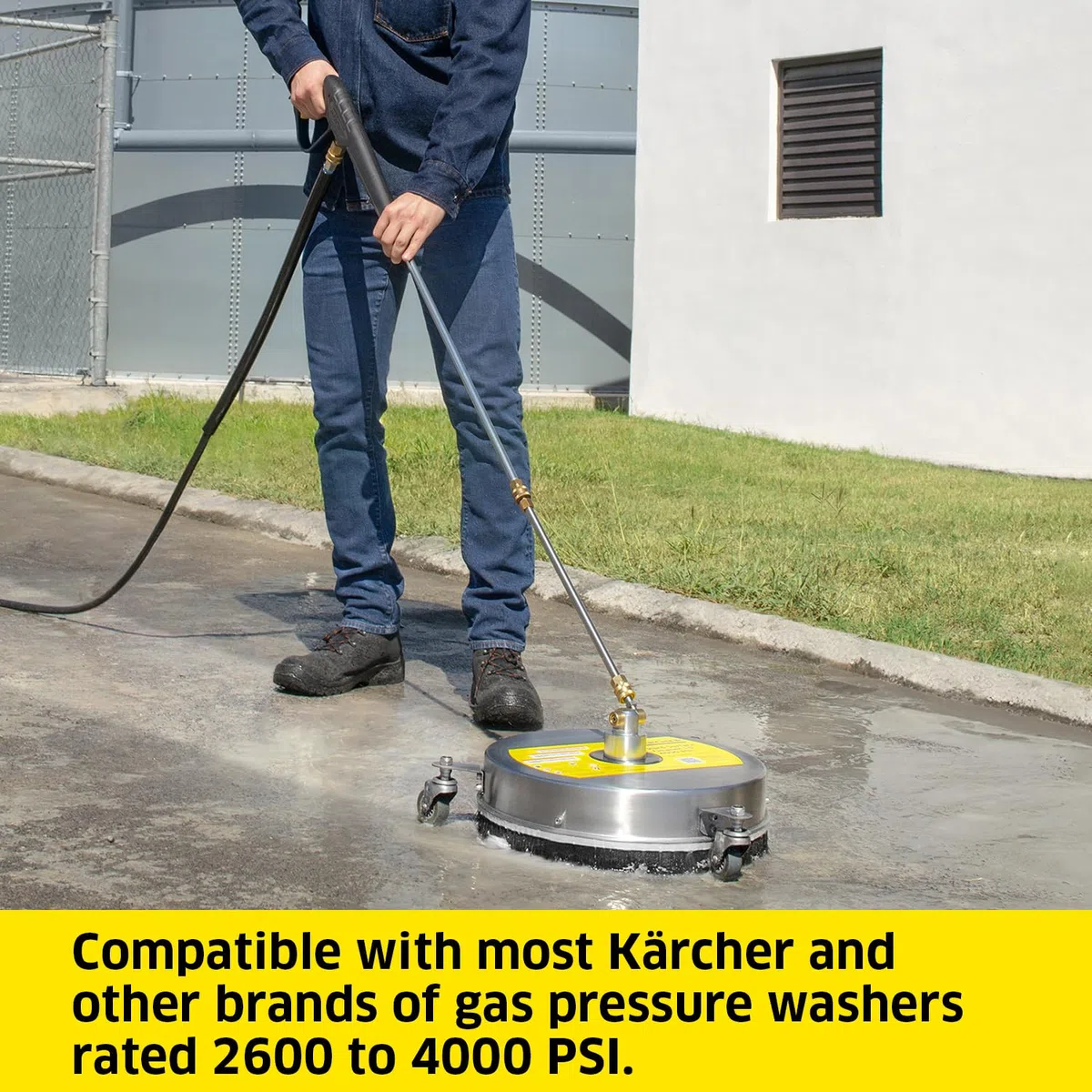 Kärcher - Limpiador Universal de Superficies de Metal de 4000 PSI con 3 Ruedas para lavadoras a presión - 15 Pulgadas y con 2 varitas de extensión - Accesorio para Lavadora a presión