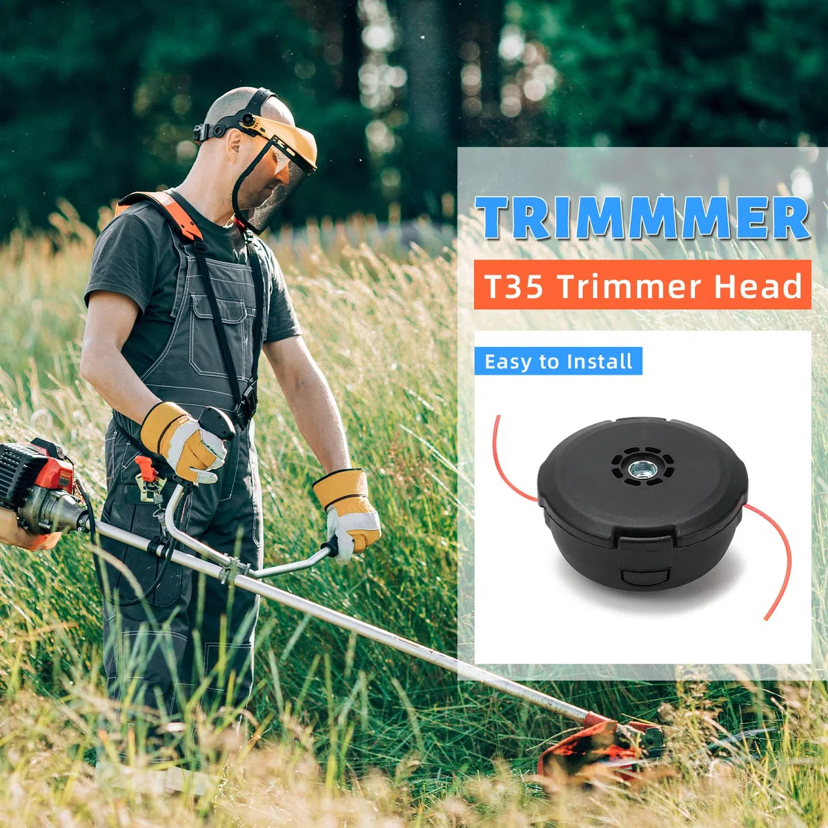 Cabezal recortador T35 224L para Husqvarna Weed Eater 123L 128LD 223L 225L 232L 322L 323L 324LX 325L 325LX 326L 326LX 326LDX 322R 323R 525L 525LS 525 Piezas de recortadora de hilo 537388101