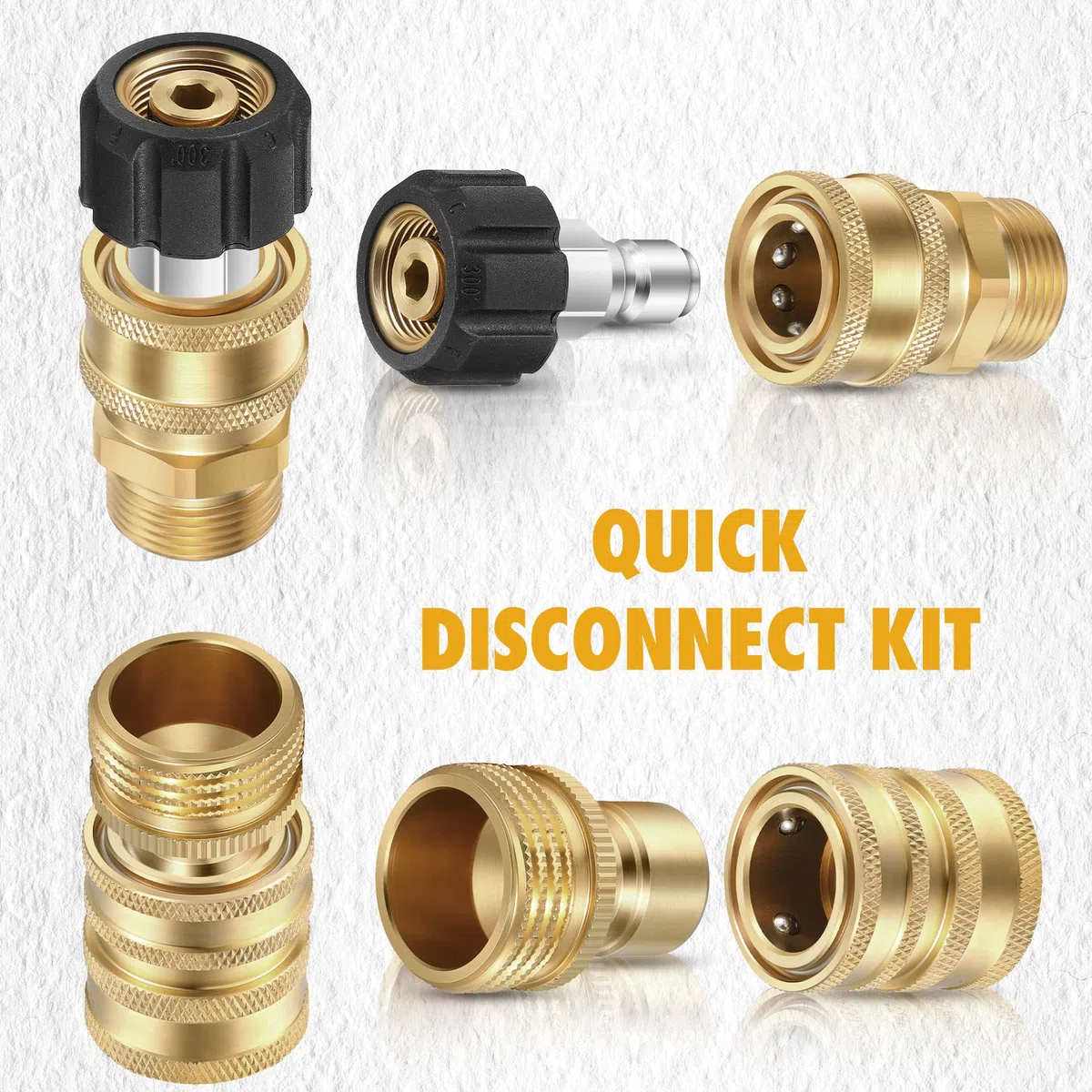 Juego de 16 adaptadores para lavadora a presión, kit de desconexión de conexión, incluye M22 giratorio a 1/2 pulgada, conexión de 3/8 pulgadas a liberación rápida, enchufe de 1/2 pulgada, enchufe