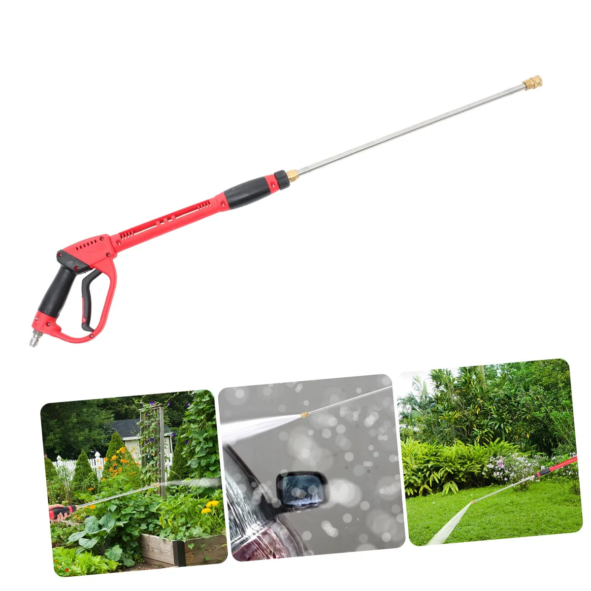 TOYANDONA Rociador de Limpieza Alta Presión PSI Pistola de Agua Presion Roja Varilla de Extensión para Hidrolavadora Herramienta de Pulverización Presión para Limpieza de Jardín