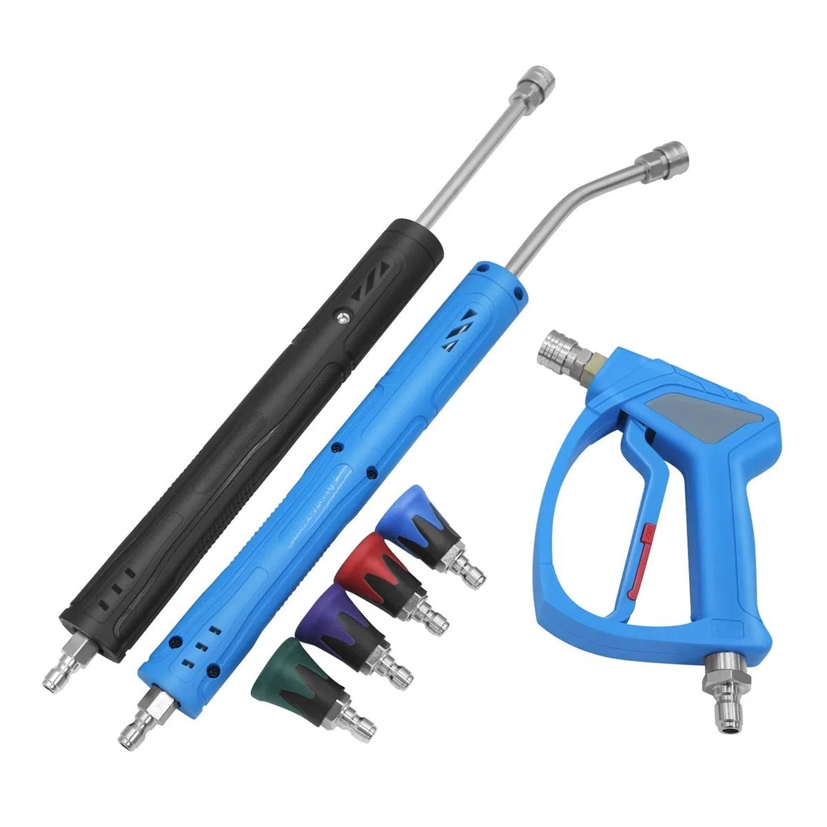 Varilla de extensión para lavadora de alta presión Varilla de extensión acero inoxidable, varilla recta, 1/4 pulgada, 30 grados, agarre ergonómico for lavadora(Straight rod-Blue)