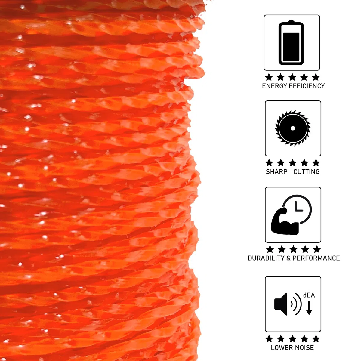 Línea de recortadora de malezas, línea cuadrada trenzada naranja, 0.80 pulgadas de diámetro x 551 pies, cuerda resistente para herbicidas, cuerda comercial premium para desmalezadora