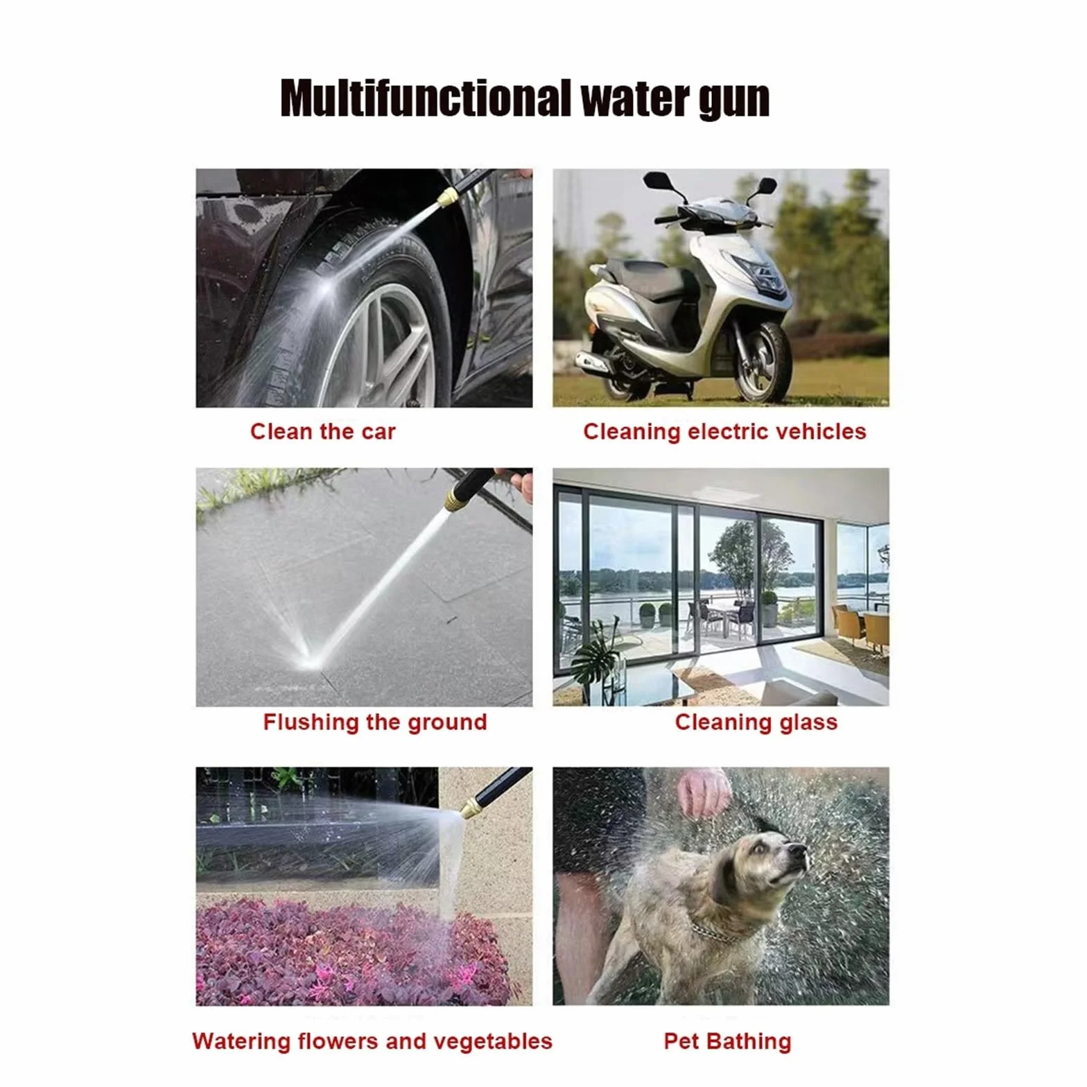Pistola rociadora for manguera de jardín, limpieza portátil con agua a alta presión, máquina de lavado de autos, boquilla de riego, aspersor, hilo de espuma, conector rápido, fácil de usar