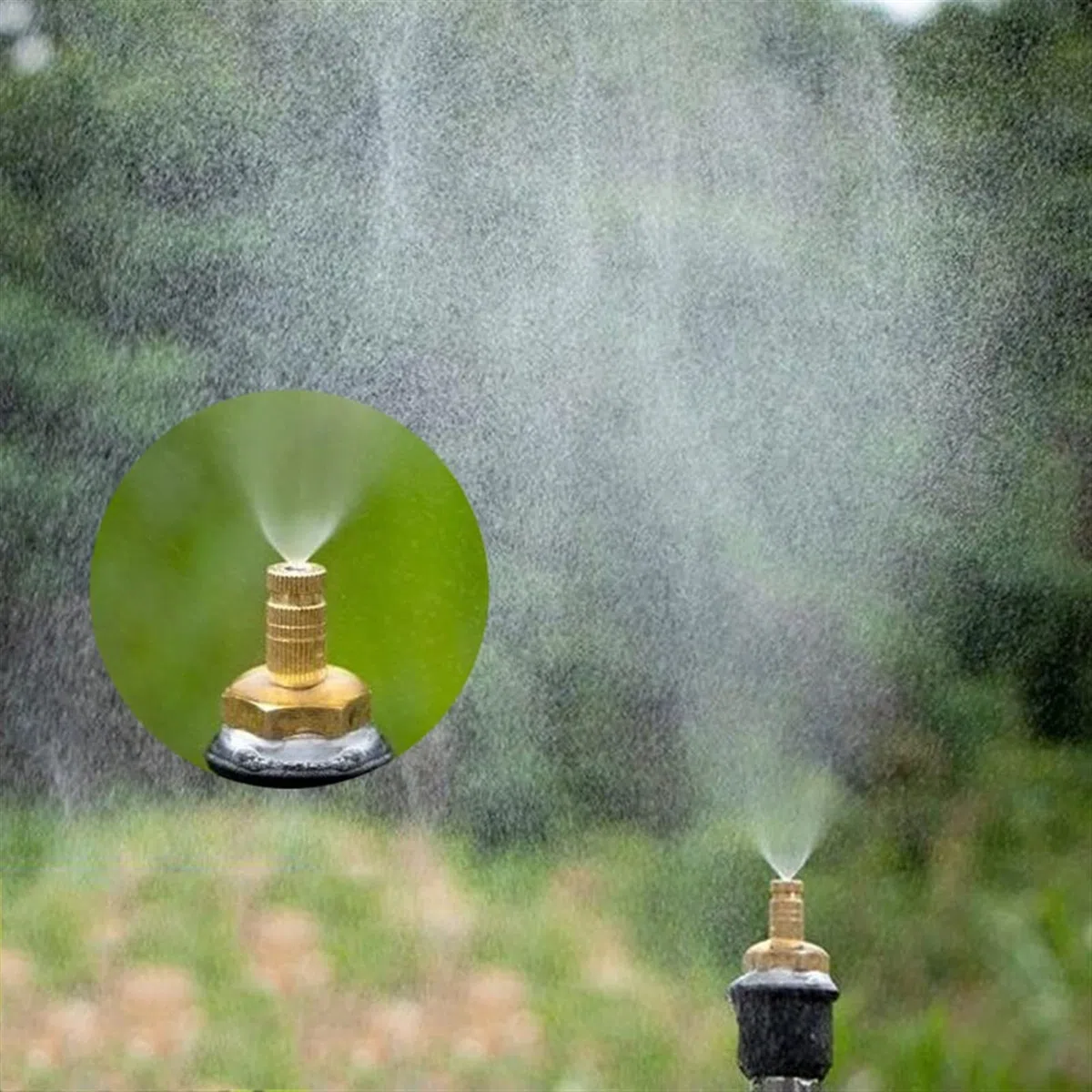 10 boquillas de pulverización de latón con adaptador de boquilla G1/4", boquillas de niebla de baja presión, boquilla atomizadora para paisajismo, humidificación de aire, sistema de refrigeración al