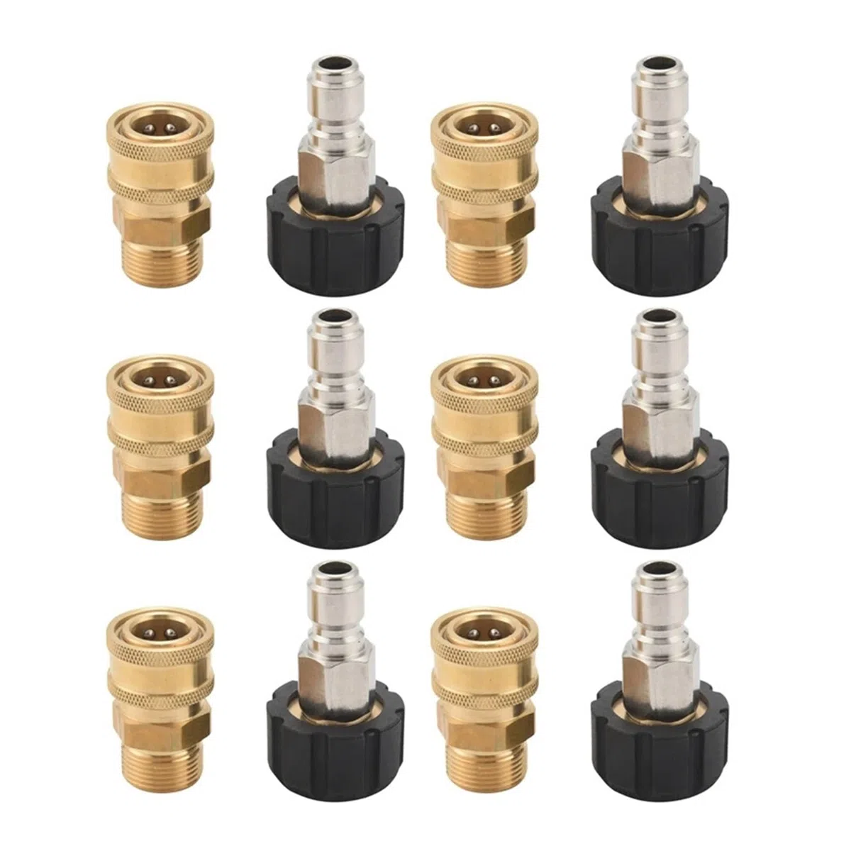 VNE Juego de adaptadores for Lavadora a presión 12X, Kit de conexión rápida, Conector Giratorio Hembra métrico M22 de 15 mm a Conector Macho M22