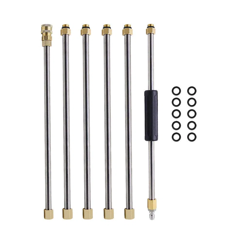 ULTECHNOVO - Juego de 6 alargadores para limpiador de alta presión, accesorio de limpieza de canalones, conector rápido de 1/4 pulgadas, acero inoxidable, para lavado de coches, suelos y paredes