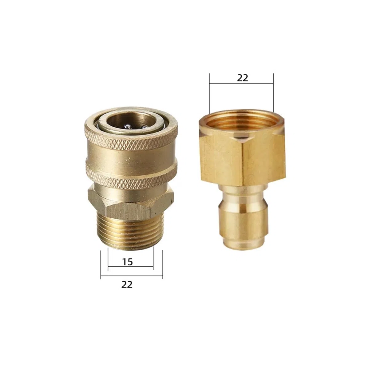 Kit de adaptador de conexión rápida M22 (paquete de 6 piezas) for pistola y manguera de hidrolavadora de alta presión(2215 F 22 M Set)