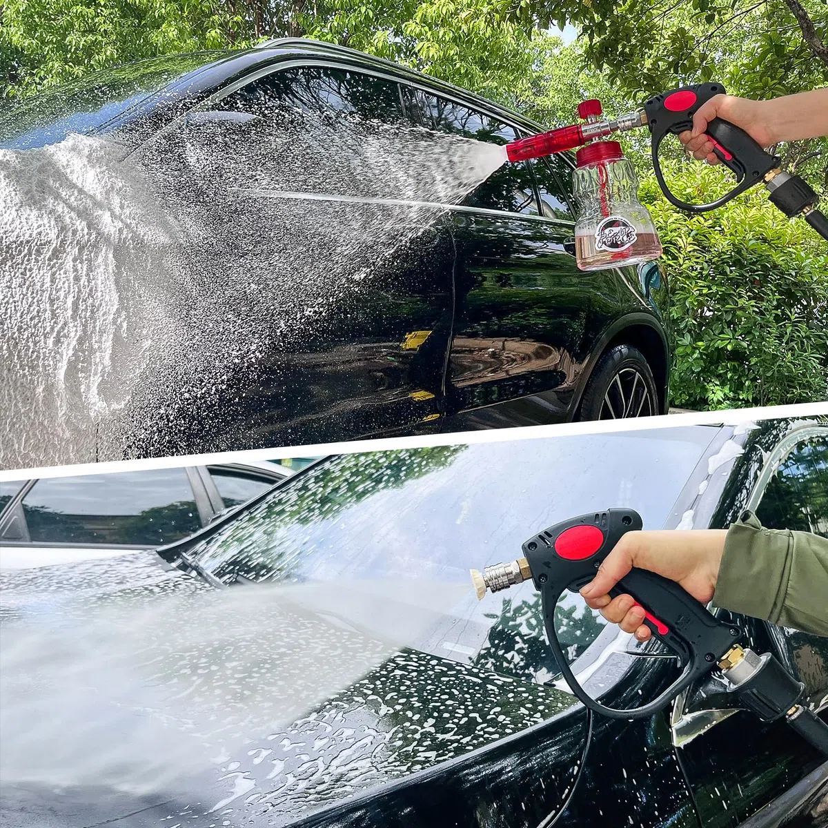 Pistola de pulverización de agua de alta presión de hasta 4500 PSI y cañón de espuma de 32 onzas, pistola de agua para lavadora eléctrica compatible con Bosch, para Black Decker, para AR Blue Clean