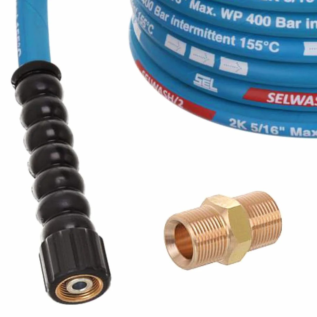 TECHKAR Lavadora de Alta Presión Manguera - Karcher Reemplazo de Manguera de Extensión - 400bar DN8 Profesional M22x1.5 Manguera de Alta Presión para Kärcher HD HDS - Azul - Manguera de 25m