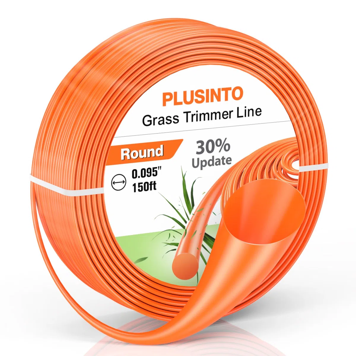 Línea de recortadora de hilo de 0.95 pulgadas, 150 pies, línea de recortadora redonda para reemplazo universal, línea de corte de cuerda de nailon naranja de alta calidad para césped y