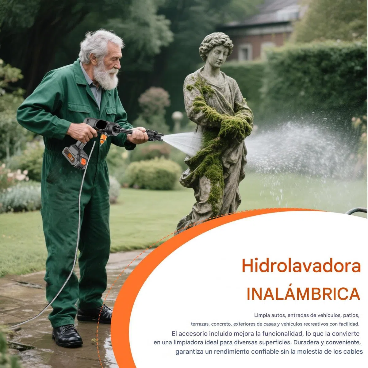 Hidrolimpiadora Inalámbrica A Presión Limpiador de Accesorio Ajustable | Accesorio de Manguera de Alta Presión Limpieza Exterior Coche Entrada Patio Terraza Hormigón Fachada Casa