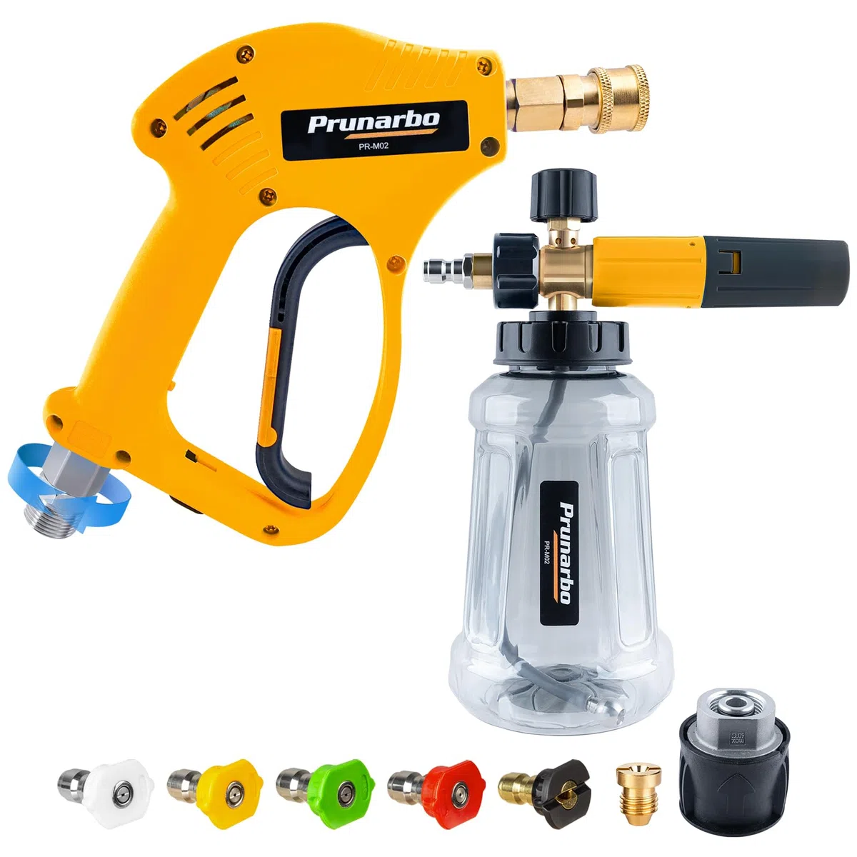 Lanza de Espuma Compatible Kärcher K2-K7 con 5 Boquillas | Pistola Para Hidrolimpiadora Con Cañón De Espuma, Conexión Rápida, Ideal Para Lavado De Coche Y Limpieza Exterior