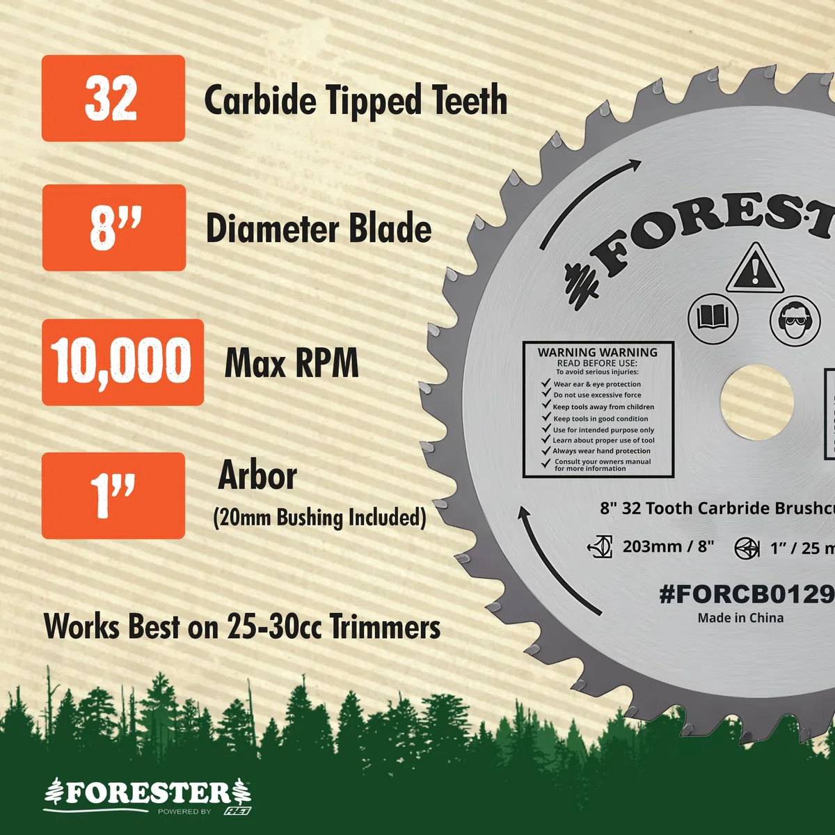 Forester - Cuchilla cortadora de carburo de 32 Dientes (20,3 cm)