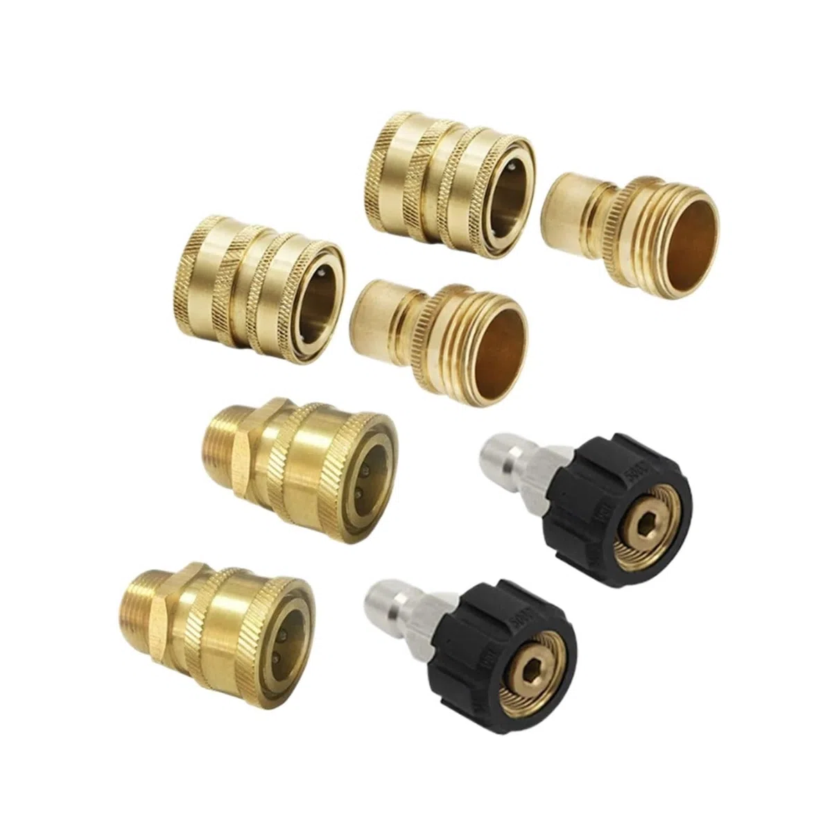 VNE Juego de adaptadores for arandela a presión, Kit de desconexión rápida, Giratorio M22 a conexión rápida de 3/8 Pulgadas, 3/4 Pulgadas a liberación rápida, 8 Uds.