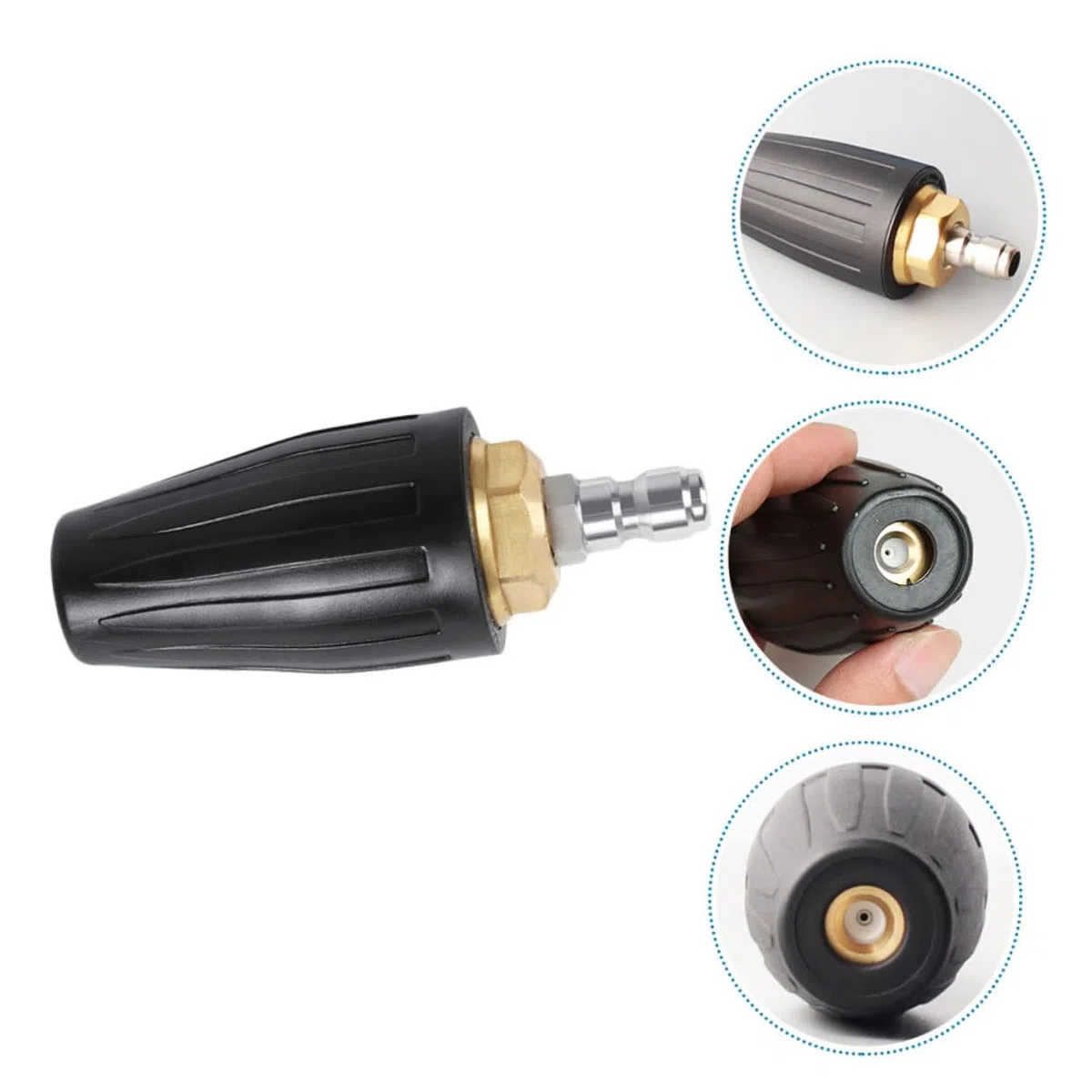 ORFOFE Boquilla de Hidrolavadora 3600 PSI Giro de Turbina | Cerámica, Cobre y Plástico, Conector Rápido para Limpieza de Terrazas y Suciedad Acumulada