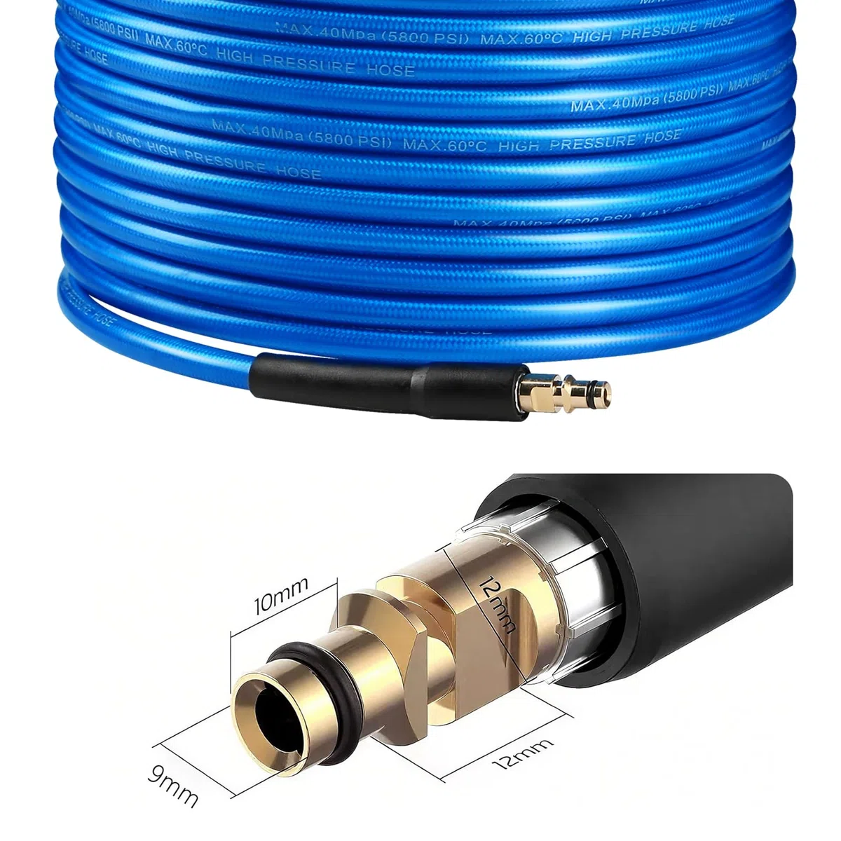 Manguera de repuesto para lavadora de alta presión de 30 m para Karcher K2 K3 K4 K5 K6 K7 Series Kit de limpieza de drenaje de manguera de extensión de conexión rápida azul 180 bar