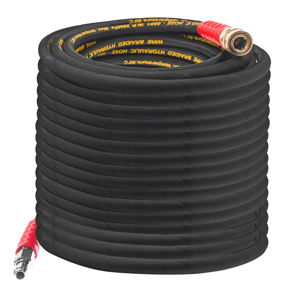Hourleey Manguera de lavado a presión de 50 pies con conexión rápida de 3/8 pulgadas, manguera de lavadora eléctrica de alambre de alta resistencia, 4000 PSI