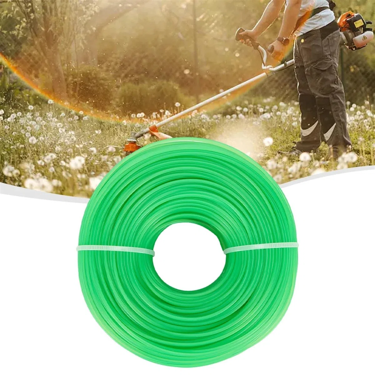 Hilo Desbrozadora Línea de corte de 100M, hilo de desbrozadora de césped y jardín, línea de repuesto, cortadora de línea, cable de repuesto blanco for herramienta eléctrica de jardín doméstico, 1 ud.
