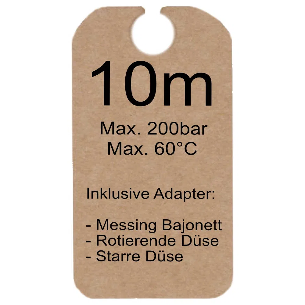 M&M Smartek manguera limpieza tuberías 10 m para Kärcher, 200 bar, bayoneta | Manguera flexible para desatascar tuberías y desagües; comprobar conexión, longitud, boquillas y presión antes de usar.