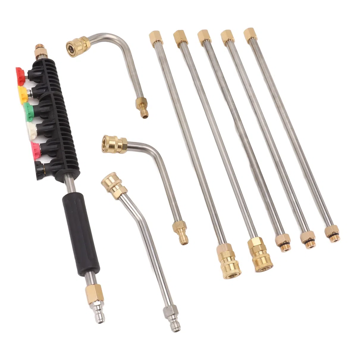 Ausla Juego de Varilla de Extensión para Lavadora a Presión, Lanza de Lavadora Eléctrica de Acero Inoxidable con 6 Boquillas, Conexión Rápida de 1 4 Pulgadas, 4000 PSI para Automóviles, Entradas,