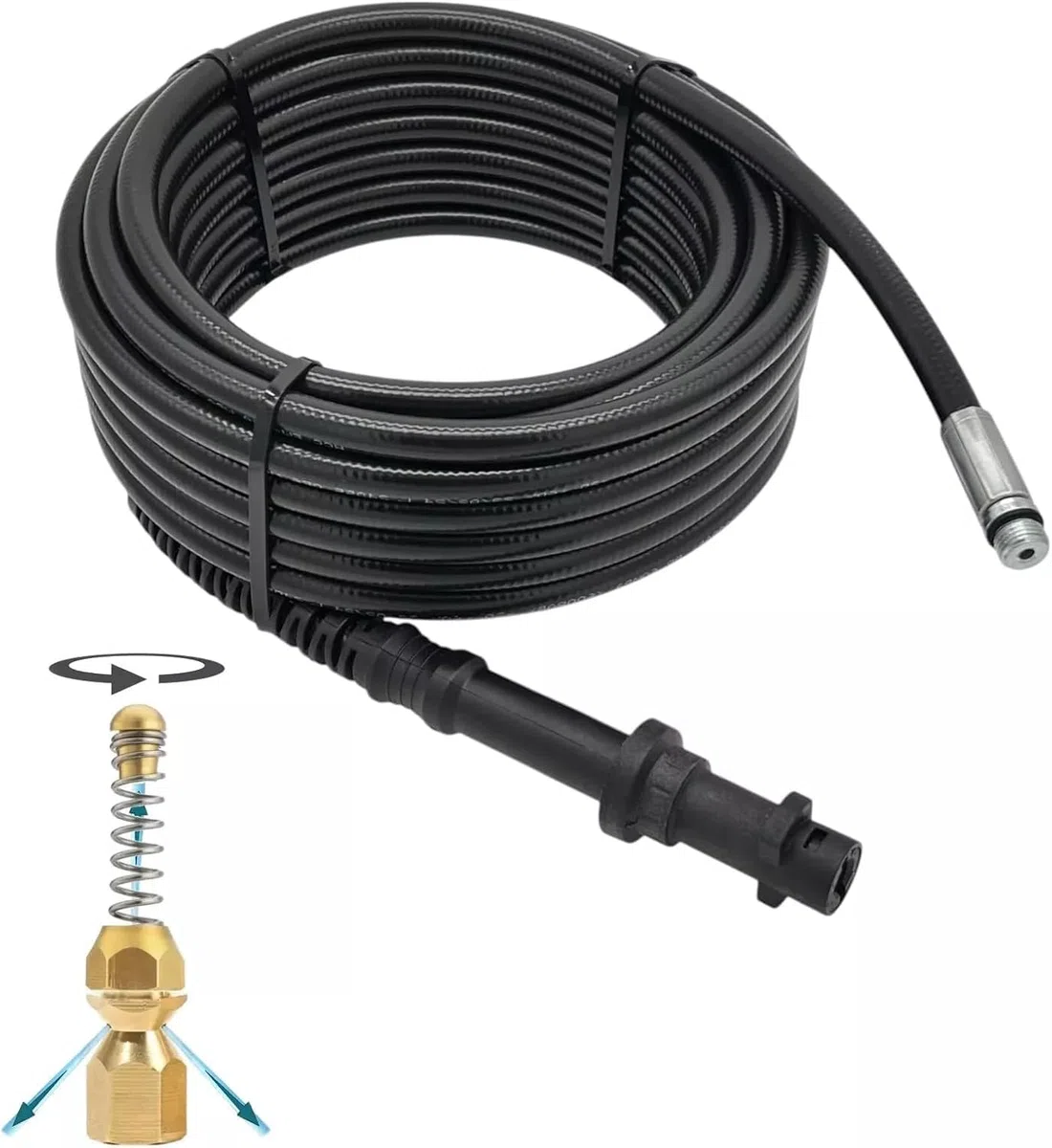M&M Smartek manguera desatascadora 20 m boquilla giratoria, para Kärcher | Kit desatascador con manguera, adaptadores y boquillas según variante; comprobar conexiones, presión, contenido y equipo.