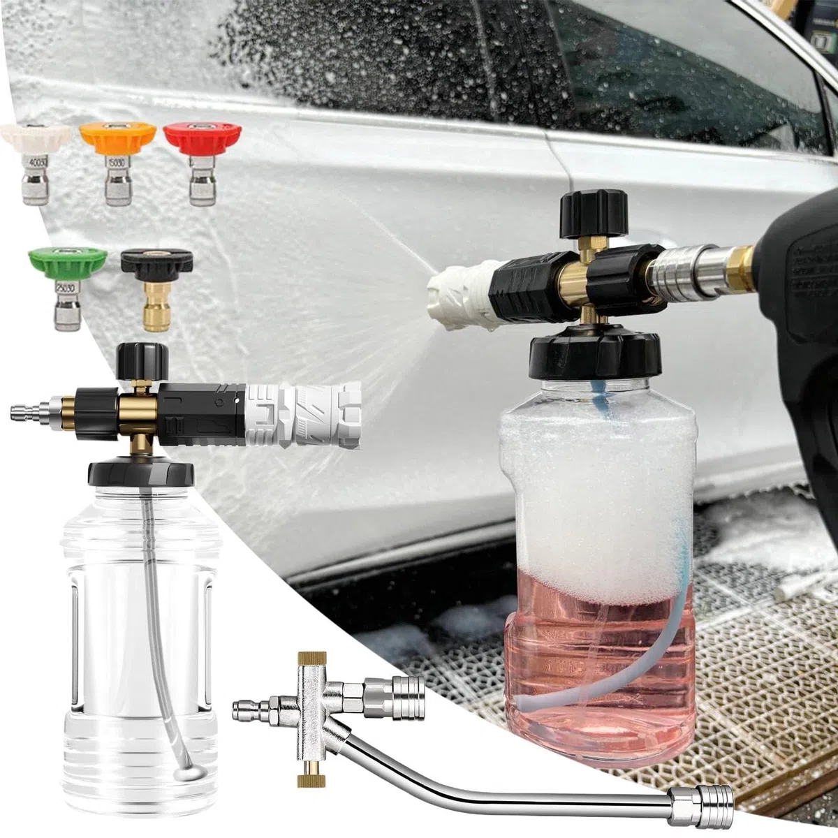 Lanza De Espuma Para Lavado De Coche Accesorio Para Manguera De Lavado De | Accesorio De Limpieza Con Modos Ajustables Para Lavado De Coches, Caravanas, Motos Y Barcos