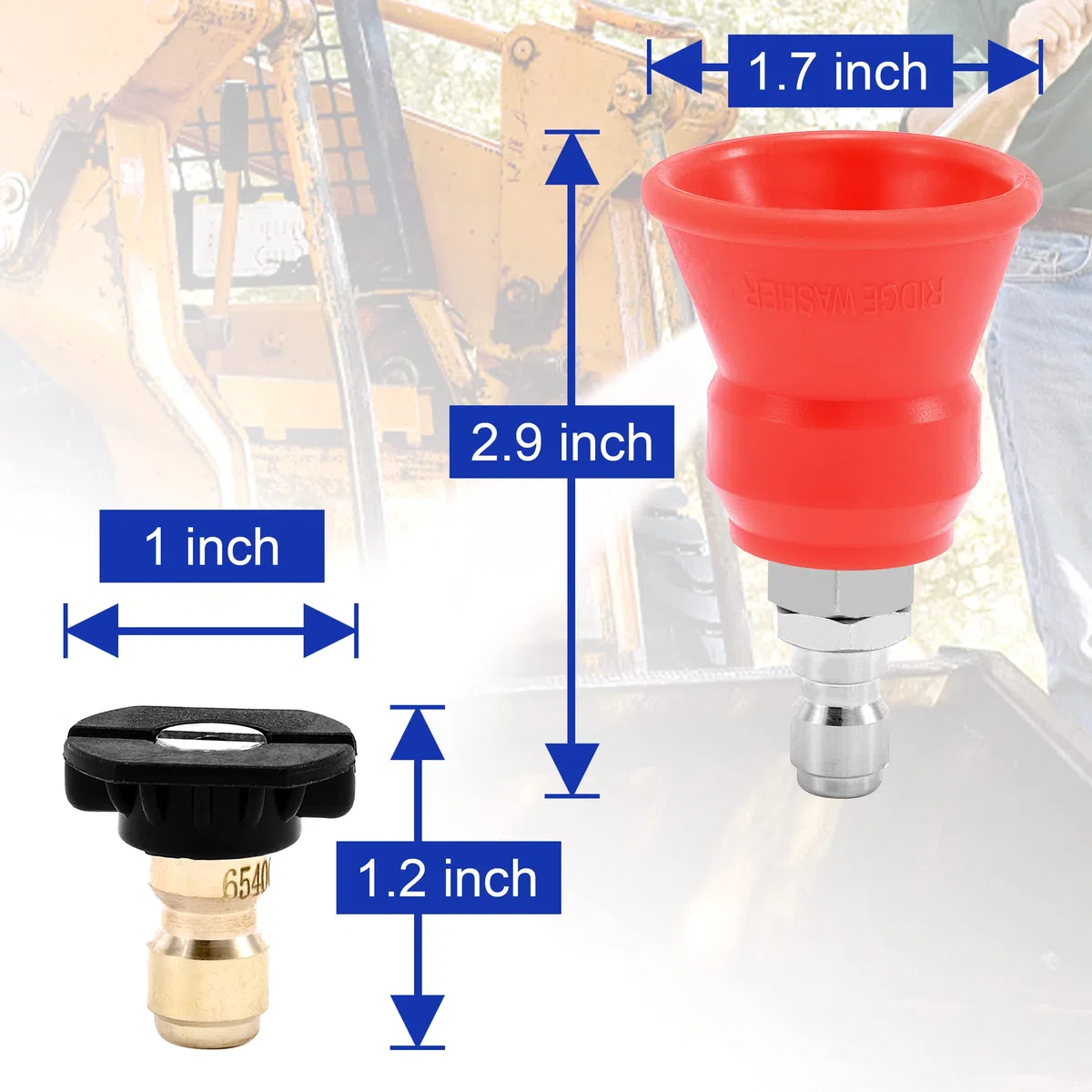 RIDGE WASHER Protector de boquilla de lavado a presión, puntas de boquilla de lavadora eléctrica con soporte protector, 5 puntas de lavado a presión con conexión rápida de 1/4 pulgadas, orificio 2.5