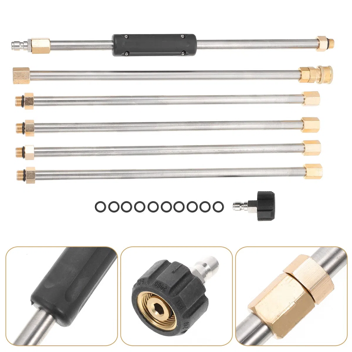 PartyKindom 1 Juego Varas de Extensión para Hidrolavadora con Boquillas y Conector Herramienta de Alta Presión Compatible Mayoría de Hidrolavadoras para Limpieza de Exteriores Coches y