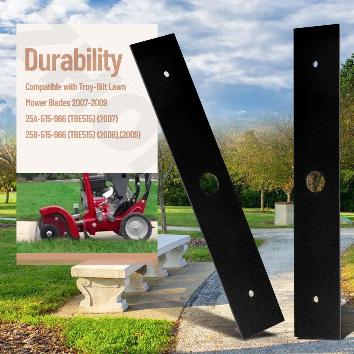 Paquete de 3 cuchillas de repuesto tratadas térmicamente 787-01503-0637 787-01503 de 1.5 x 9 pulgadas, compatible con MTD/Crafstman/Troy-Bilt, cuchilla de bordeadora para 753-05562,