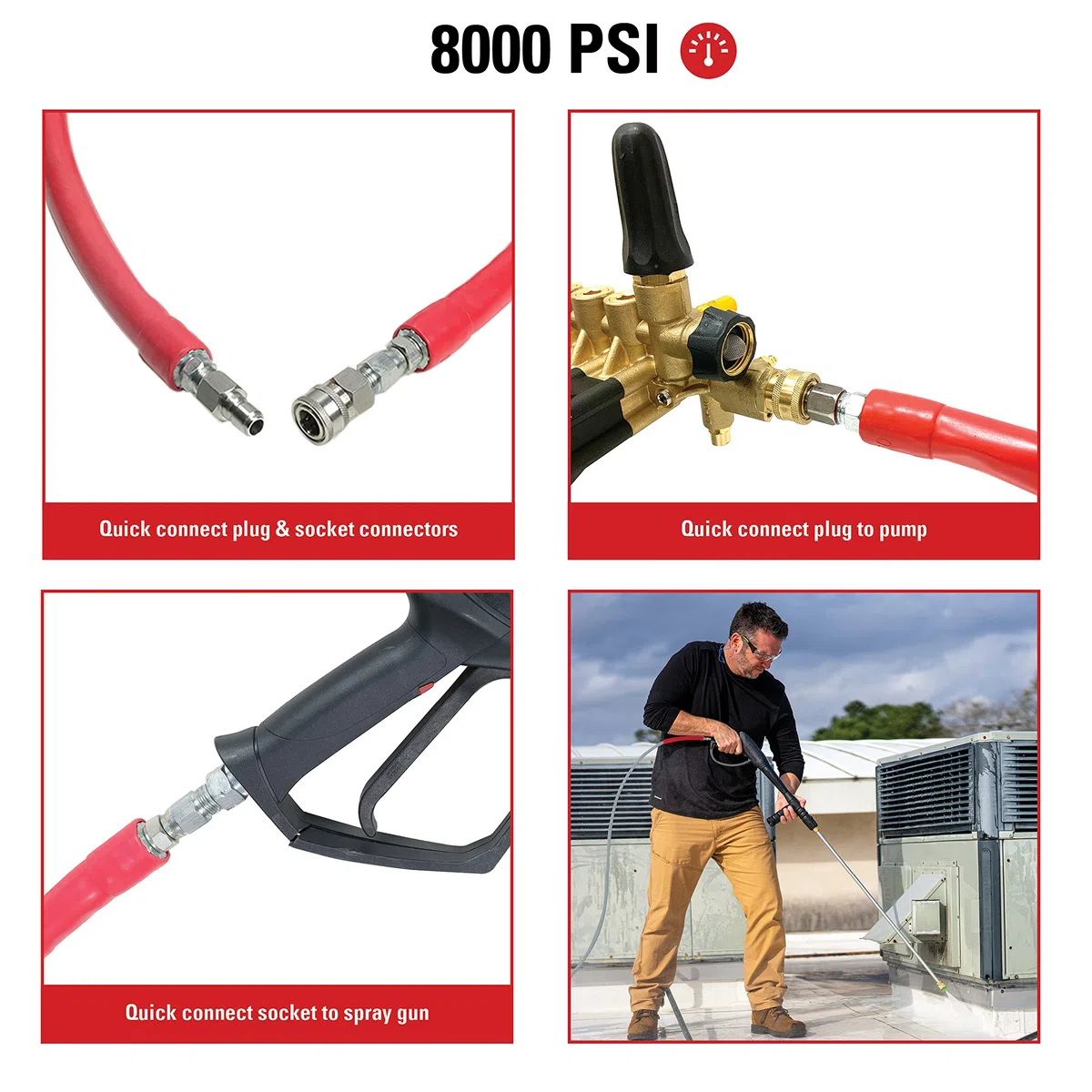 SIMPSON Cleaning 41186 8000 PSI R2 - Manguera de repuesto para agua fría y caliente (3/8 pulgadas por 200 pies)