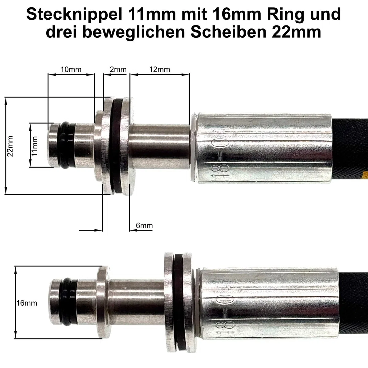 M&M Smartek Manguera de alta presión compatible con Kärcher HD 5/15 CX, 6/12-4 Plus, HDS 5/13 UX – Boquilla giratoria AVS de 11 mm, DN6 DURAJET, 220 bar, para hidrolimpiadoras de agua fría y caliente