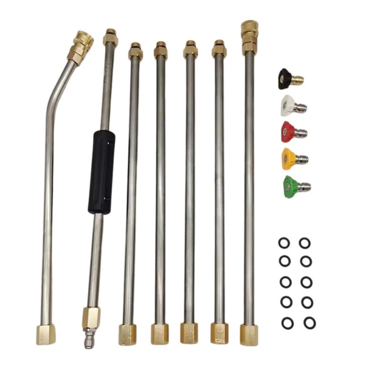Kits de varita de extensión de lavadora de alta presión con boquillas de 5 grados y lanzas de acero inoxidable con varilla curvada para coche
