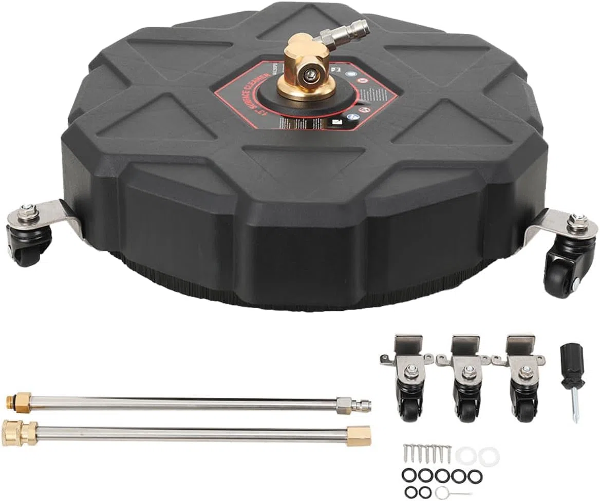 Limpiador de Superficies, 330mm Accesorio para Limpiador de Superficies para Lavadora de Alta Presión Universal, Limpiador de Pisos con 3 Ruedas y 2 Varillas de Extensión, 2500PSI