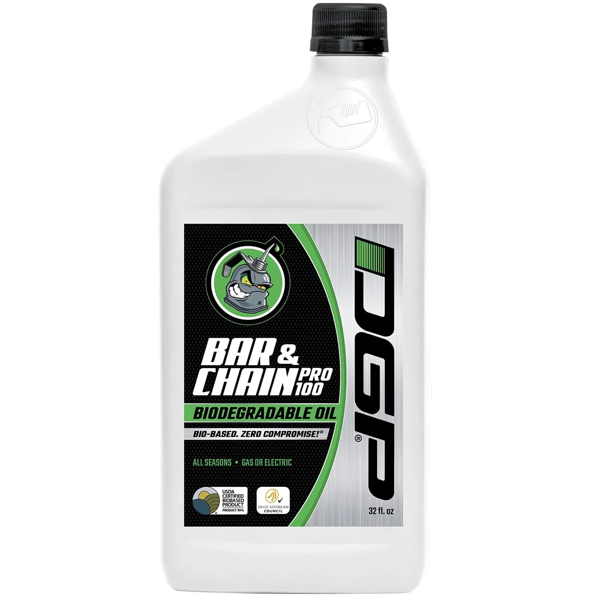 DGP Pro100 Aceite de motosierra biodegradable, lubricante profesional de alto rendimiento, no tóxico, verde, ecológico, ultraligero, lubricante para todo el año para barra