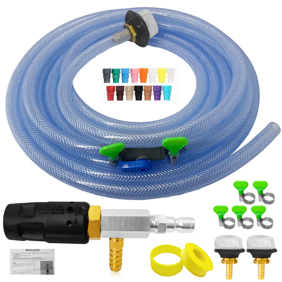 Kit de boquilla de inyección ajustable de largo alcance descendente de 2 a 2.5 GPM, boquilla de pulverización para lavadora a presión, boquilla de pulverización con conexión rápida de 1/4 pulgadas
