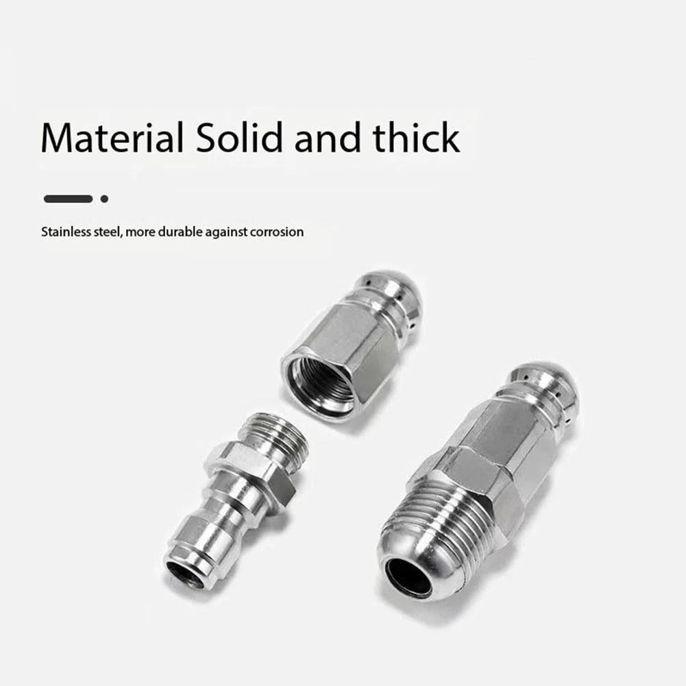 Puntas para hidrolimpiadoras, Boquilla de chorro alcantarillado lavadora a presión acero inoxidable roscada for limpieza drenaje 1/2/5 piezas(1 Hole in Front/6 Holes in Back M18mm,5pcs)