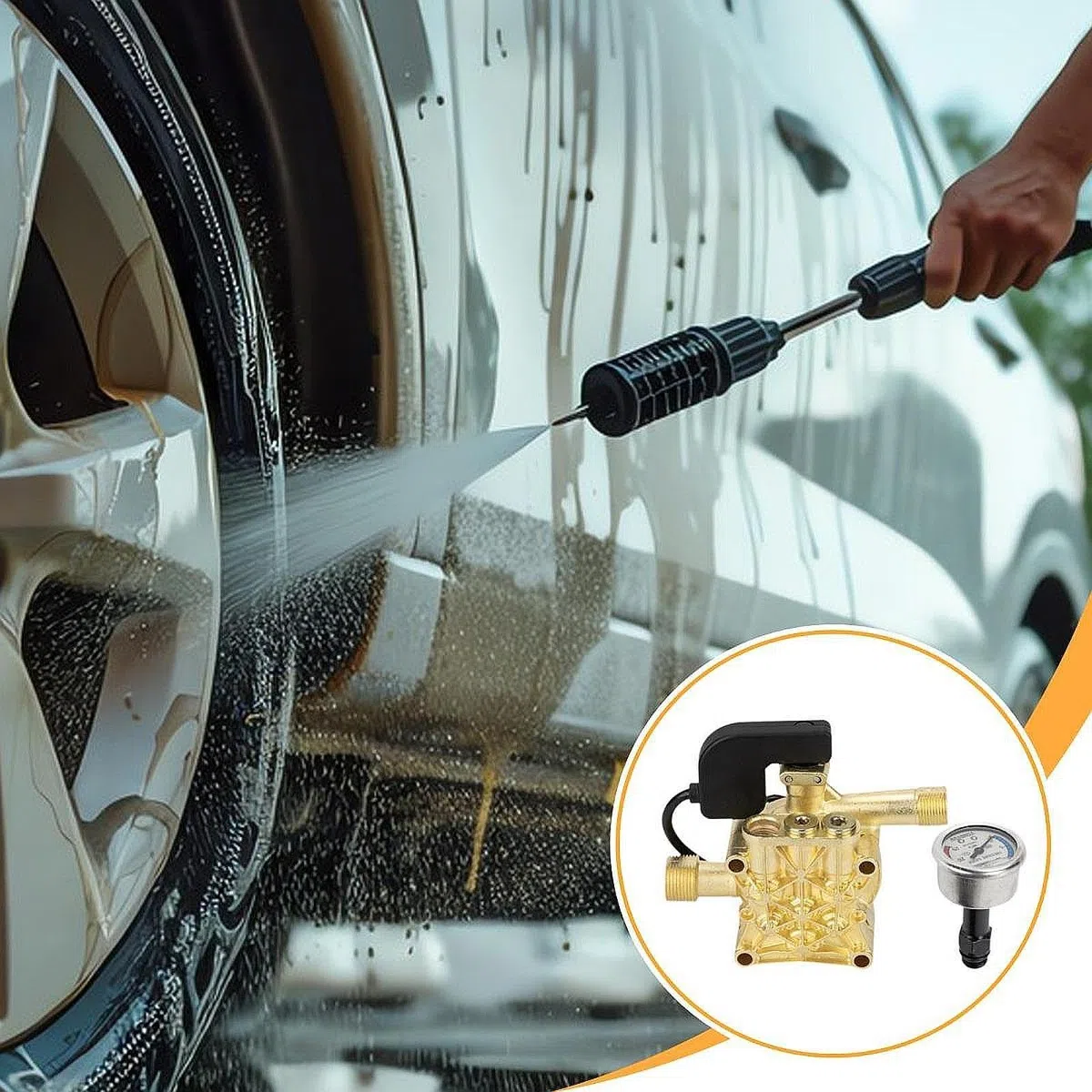 Harilla Conjunto de Cabezal de Bomba de Agua para Hidrolavadora de Alta Presión de 220 V, Accesorio, Cabezal de Bomba para Lavadoras de Autos Domésticas, Piez, Estilo a