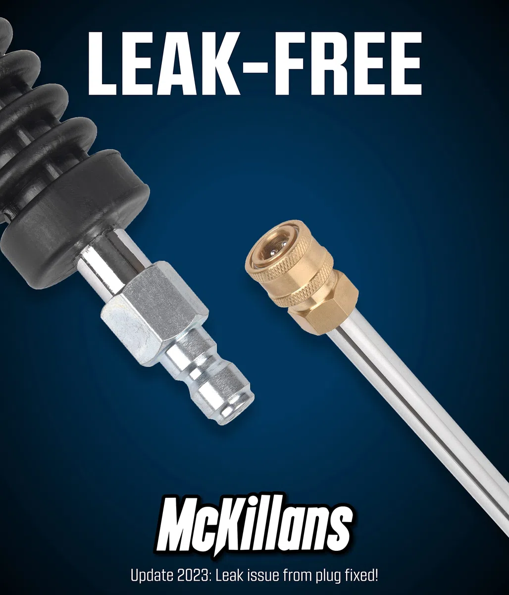 McKillans Varita de extensión para lavadora a presión de coche, A236, latón y acero inoxidable, conector rápido, 0.25 pulgadas, válvula de bola, 21 pulgadas, accesorio para lavadora a presión