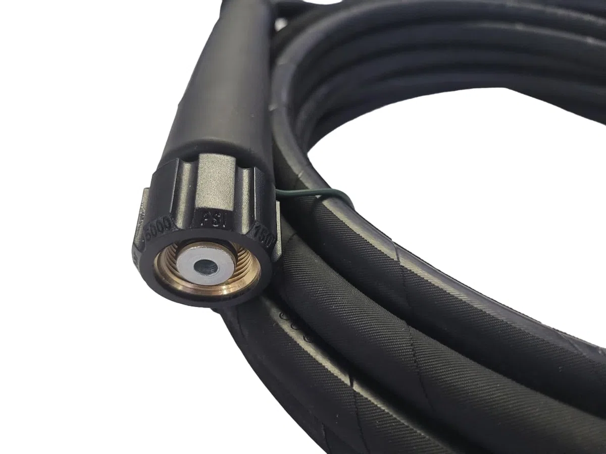 REINHOLD Manguera de limpieza de alta presión, manguera de alta presión de 15 m, conexión tuerca de unión M22 x 1,5 IG, manguera con protección contra torceduras, máx. 250 bar, compatible con Kärcher,